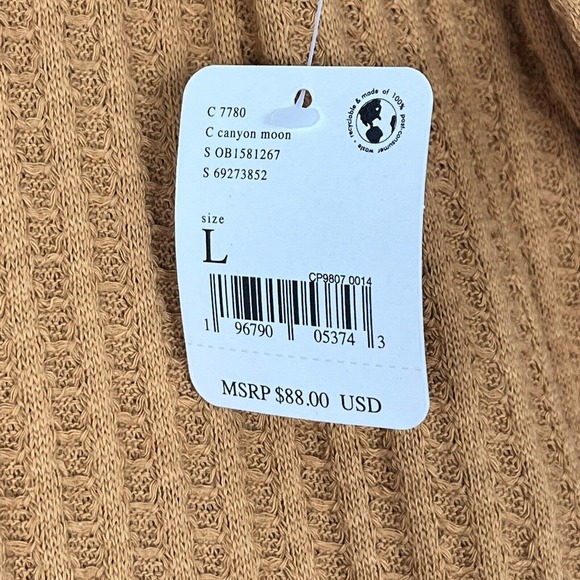 Free People Juicy Long Sleeves Top Sz L Canyon Moon Split Back Oversized Tunic - Picture 6 of 8